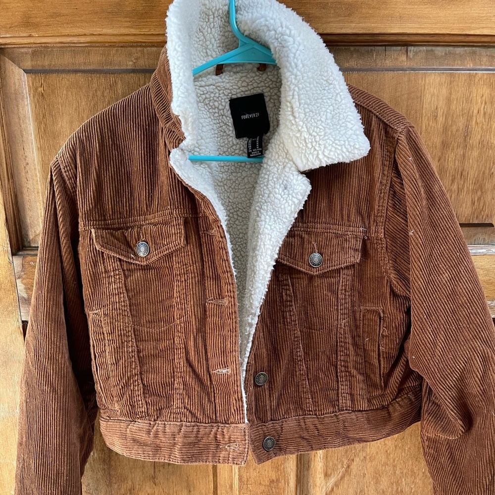 Cropped Brown White furry Jacket